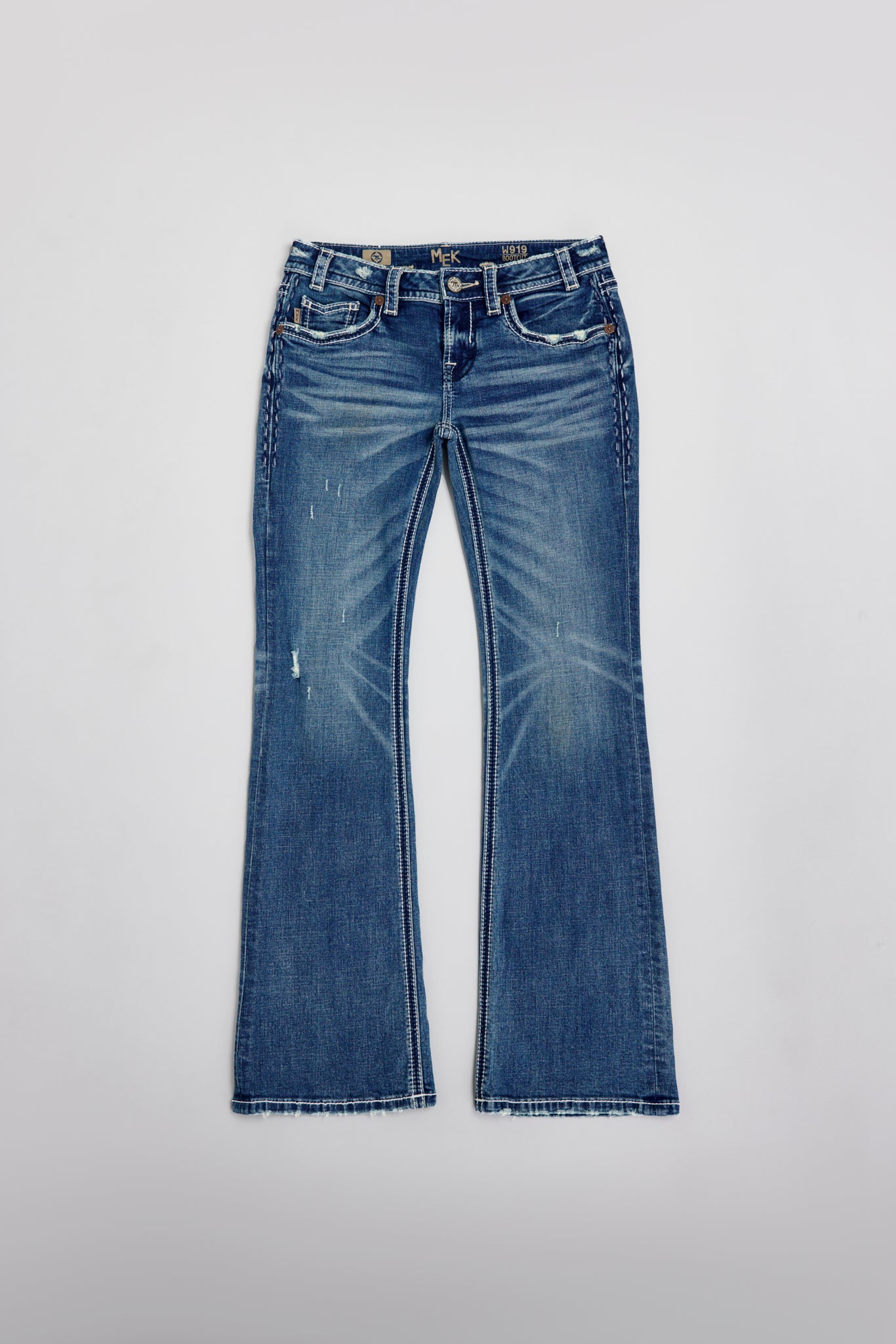 Kendall Blue Low-Rise Bootcut Jeans